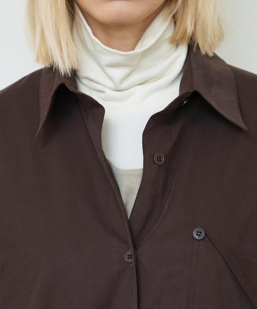 IHR Pocket Detail Oversized Shirt / Brown