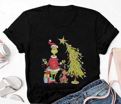 Felpa Albero di Natale Grinch, Maglietta di Natale Grinch, Maglietta per le feste