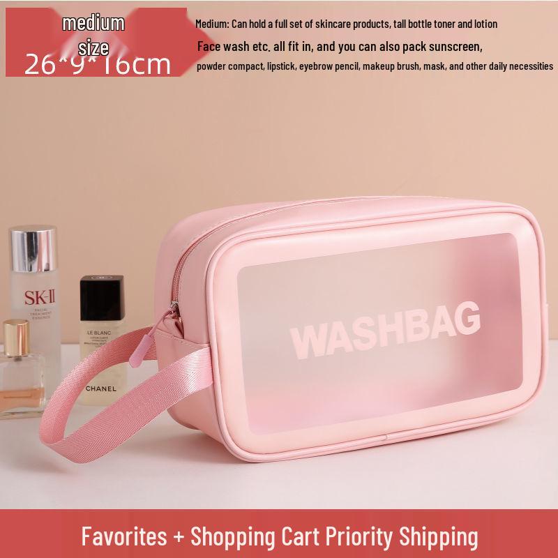 Waterproof Portable Makeup Organizer - Large Capacity PU Clear Toiletry Travel Bag