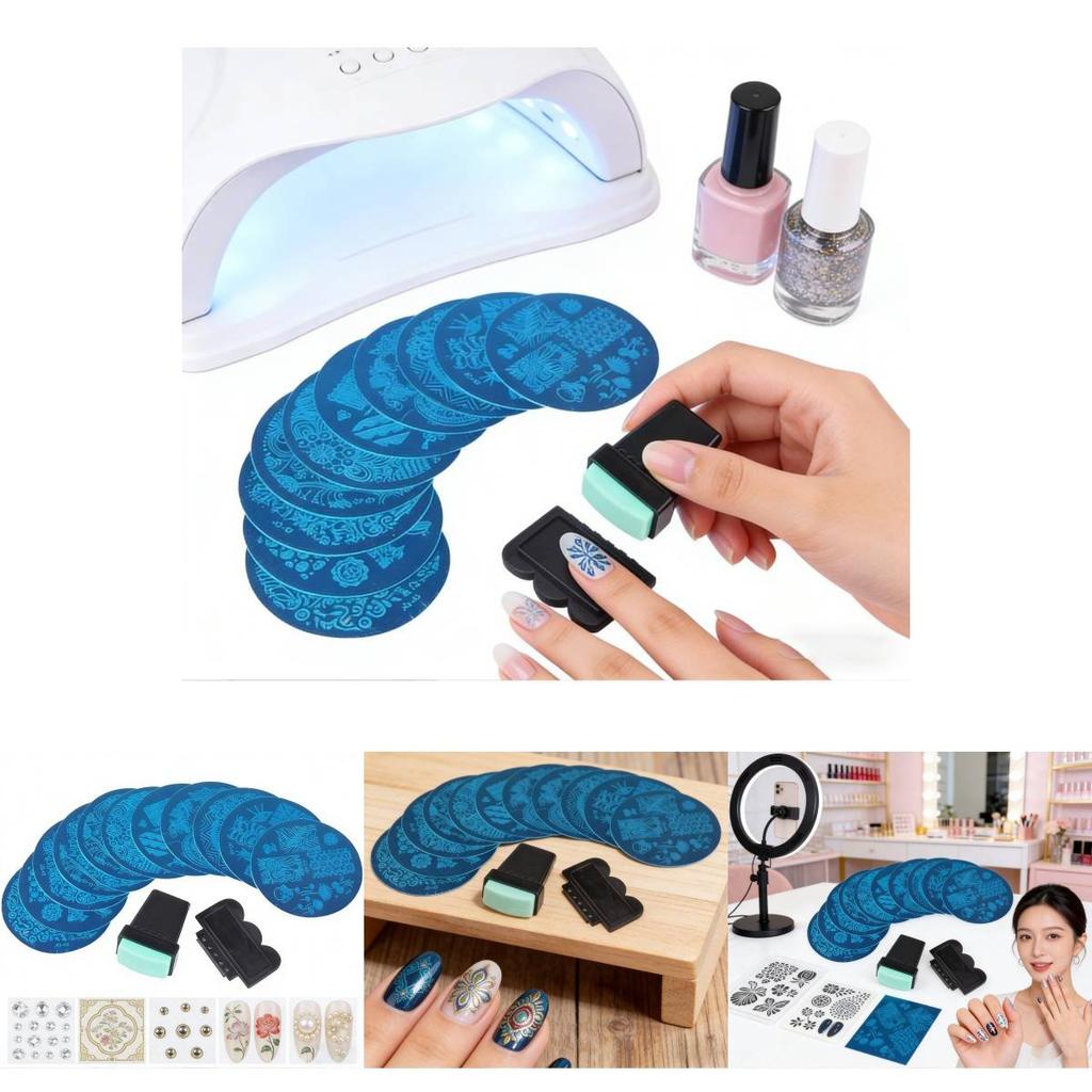 Nail Art Printing Steel Plate Set With 10 Jq Plates And Transparent Stamp For Diy Manicure