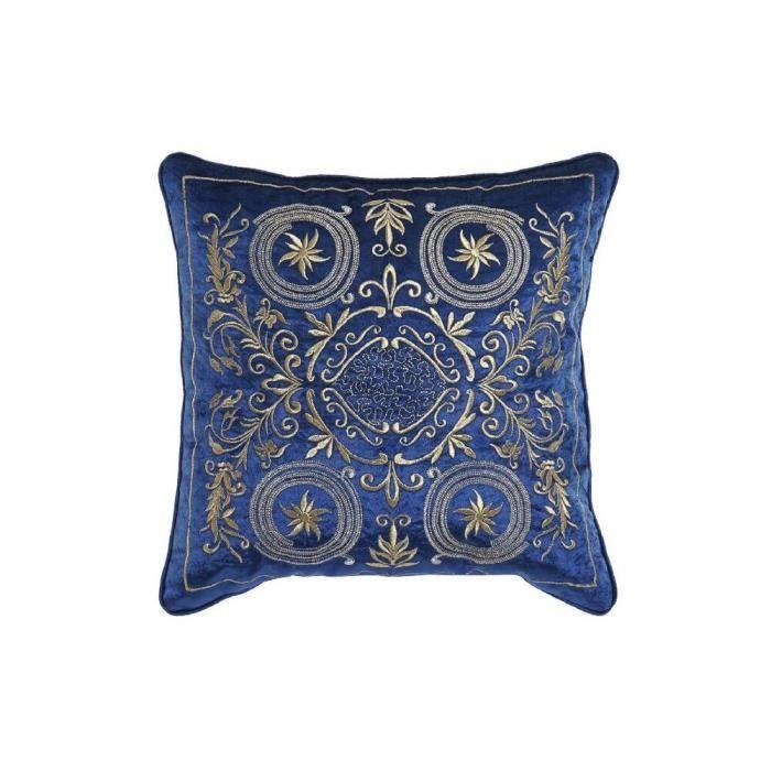Coussin - DKD Home Decor - Bleu - Polyester Velours - 45x45 Cm - Fermeture Éclair