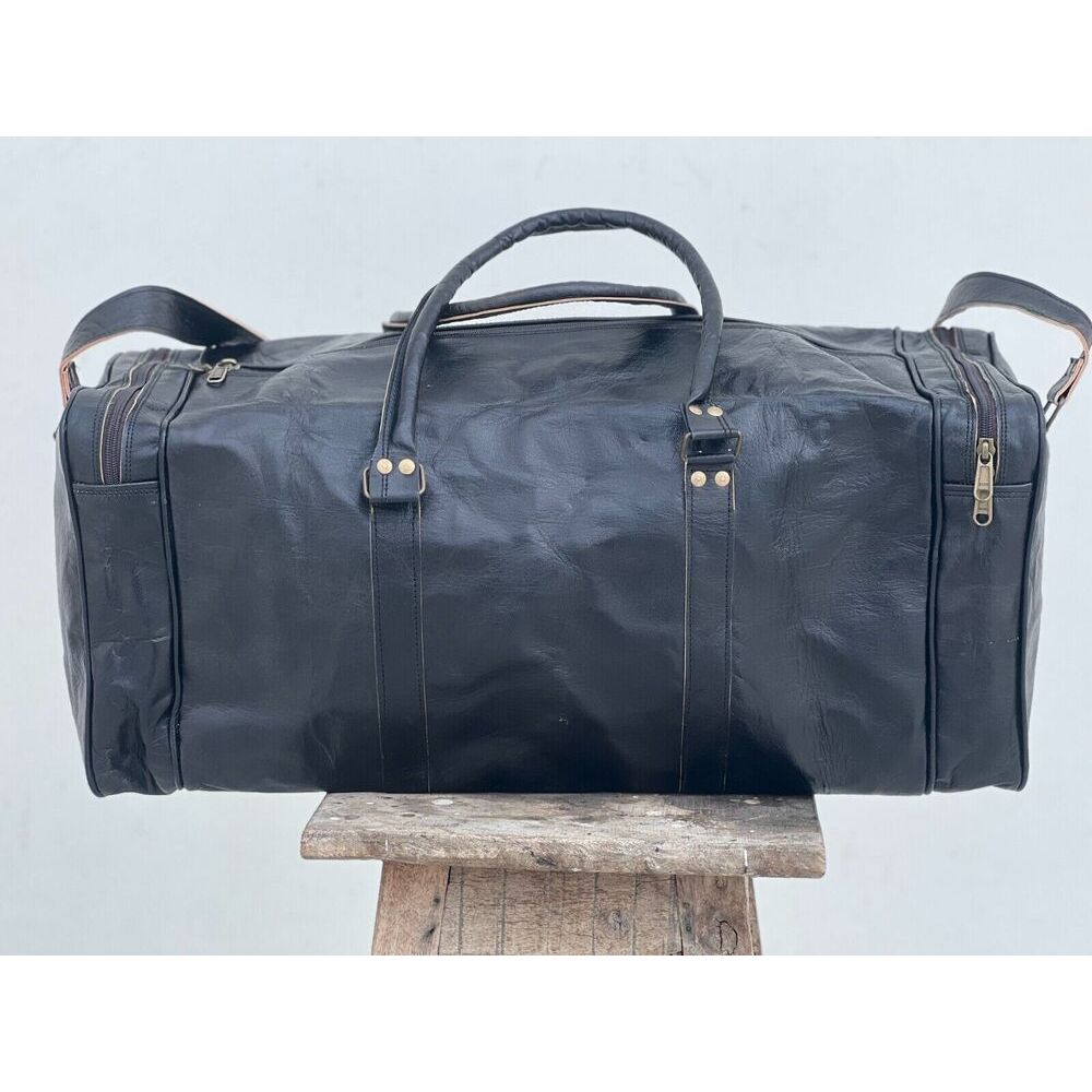 Goat Leather Travel Duffel Weekend Overnight Luggage Holdall Men's Bag Smooth