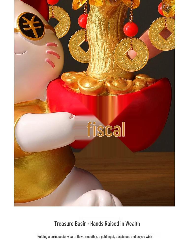 Lucky Cat Crystal Wealth Tree Ornament - High-End Housewarming Gift for New Home Entrance.