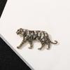 Vintage Tiger Brooch: Gold & Silver Rhinestone Animal Pin for Women's Fashion Accessories