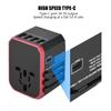 Universal Travel Adapter Plug 4 USB Ports Type C Sockets Converter for (Red)