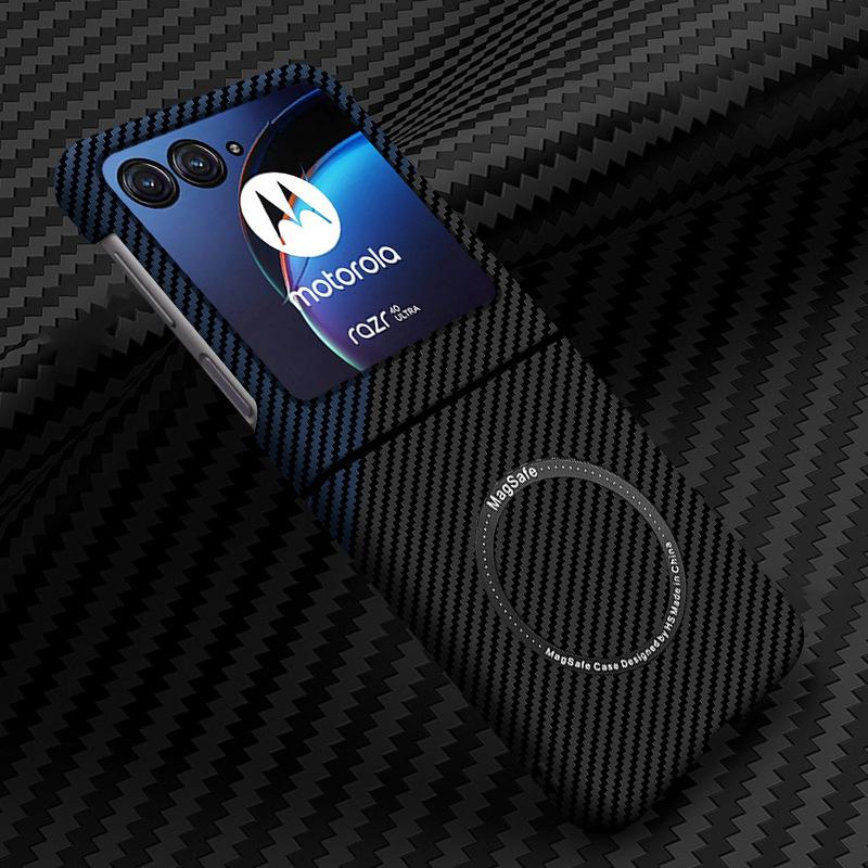For Moto Razr50Ultra Kevlar Carbon Fiber Pattern Magnet Phone Case Moto Razr40 Case