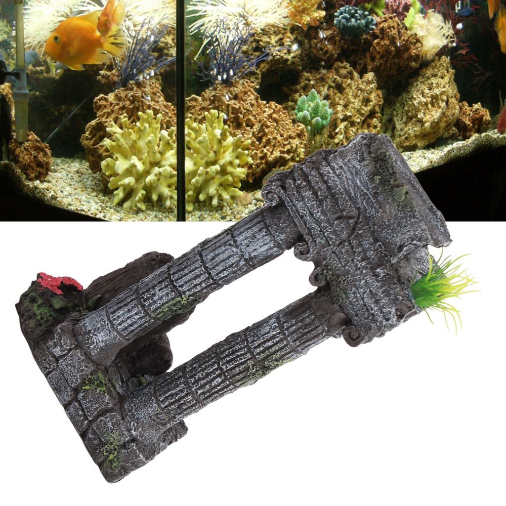 Aquarium Decoration Roman Columns Simulation Reusable Resin Fish   Landscape Ornament