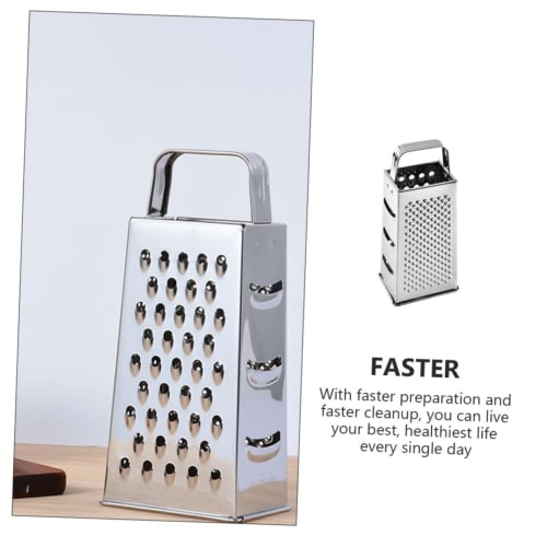 COLLBATH Multifunctional Grater/Slicer, 4-Sided Box Grater, Stainless Steel Cheese Grater, Vegetable Chopper, Handheld Kitchen Utensil for Vegetable C