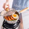Stainless Steel Snow Flat Pan Japanese Style Wooden Handle Milk Pan Uncoated Household Baby Food Supplement Pot Instant Noodles