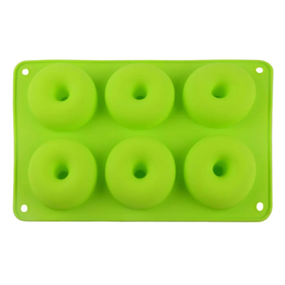 

1шт силиконовая форма для пончиков 6 полостей шоколадная форма для выпечки хлеба торта антипригарный противень DIY инструменты для выпечки пончиков десертов зелёный
