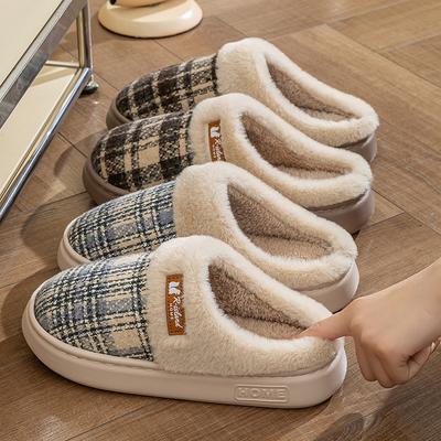 New Cotton Slippers Autumn and Winter Couple Indoor Home Home Non-slip Warm Plush Thick-bottomed Fluffy Slippers