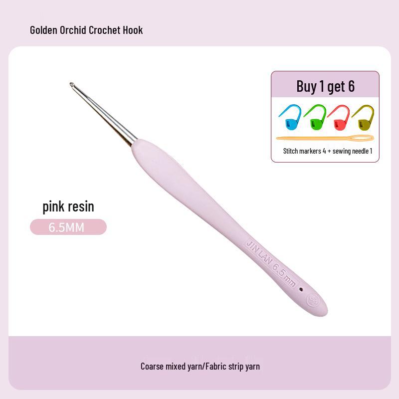 Soft Grip Resin Crochet Hook with Hand-Polished Stainless Steel Needle for Doll and Wool Knitting