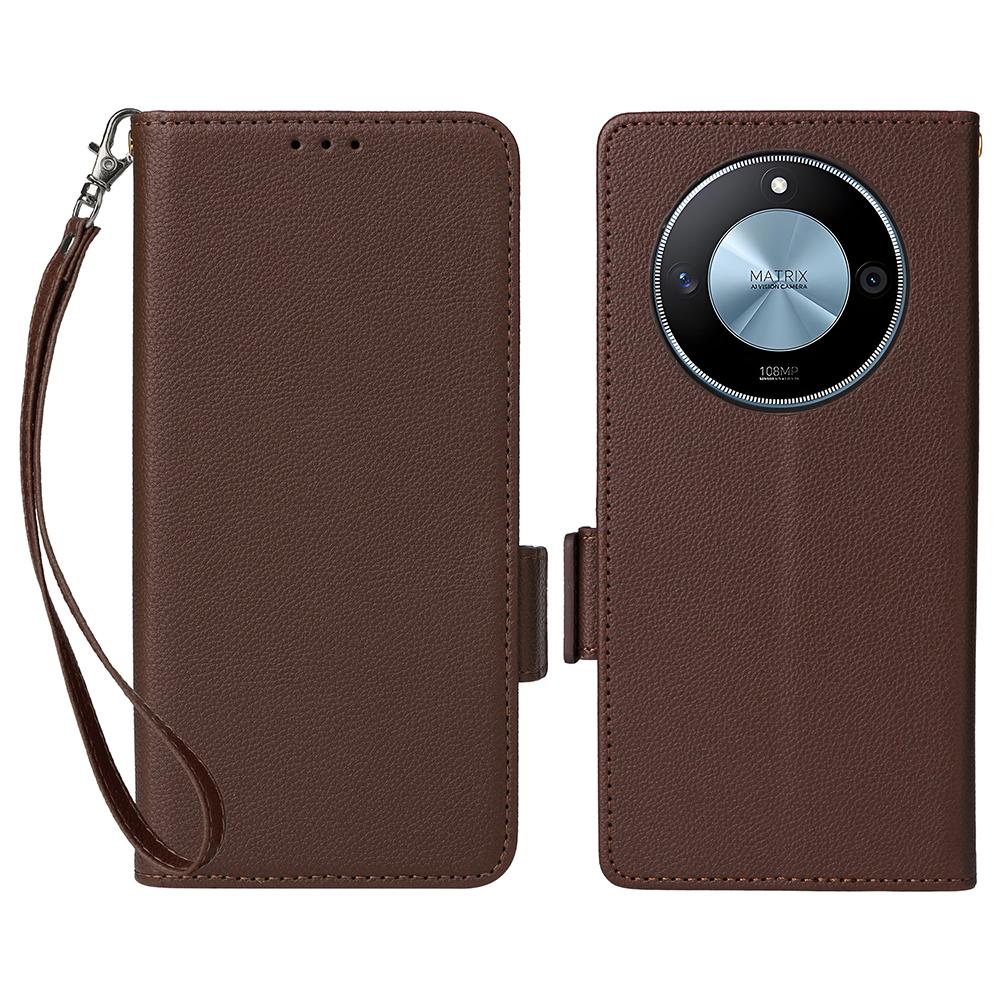 For Honor X9c Smart 5G/X60 5G Case with Wrist Strap Litchi Texture PU Leather Wallet Phone Cover