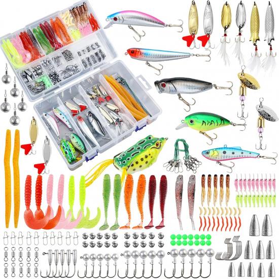 327PCS Fishing Tackle Lures Bait Kit Set Fishing Tackle Box with Tackle Included Fishing Gear, Fishing Lures, Worm, Spinner, Spoon, Hook for