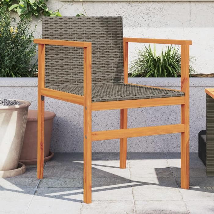 VidaXL Set of 2 Garden Chairs, Seats with Armrests, Armchairs with Backrest Patio, Modern, Grey Woven Resin and 368709