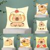 Cute Cartoon Capybara Pillow Case Anti-Dustmite Pillowcase Invisible Zipper Silky Short Plush Sofa Cushion Cover