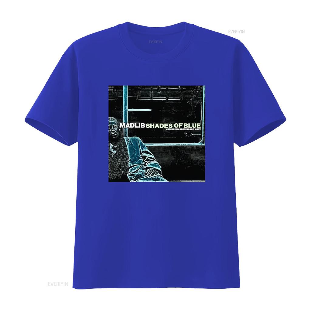 Madlib Shades Of Blue Album Art Print Heavy Cotton T Shirt for Men and Women vintage Washed homme Stretched designer clothes