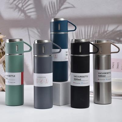 Stainless Steel Double-Walled Vacuum Flask 500ml Thermos Bottle Outdoor Leak-proof Water Bottles Thermal Insulation Cup Set.