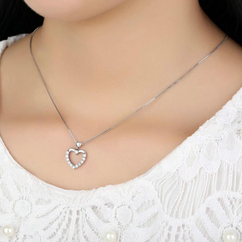Lindon 925 Sterling Silver Classic Women Necklace Pendant Zircon Fashion Gift