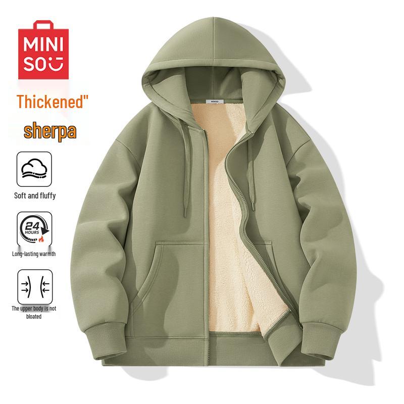 

MINISO Men s Thickened Lamb Wool Hooded Sweatshirt 3XL