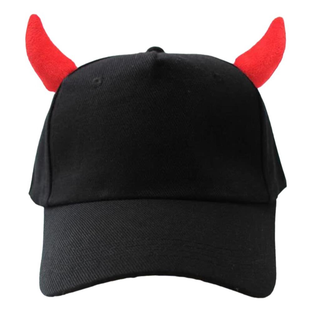 

Sunscreen Baseball Cap Ox Horn Sport Trucker Hat Casual Peaked Cap Cosplay Black Red Horn