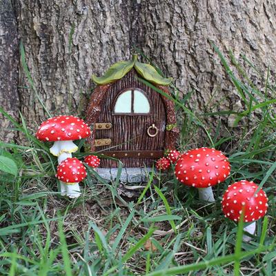 Decoração de terrário em miniatura, gnome de fada, porta de casa e cogumelo que brilha no escuro, casa de cogumelo em miniatura para decoração de árvores