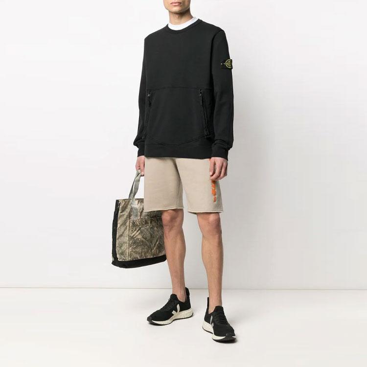 STONE ISLAND Front Pocket Crewneck Sweatshirt Black Men Tops 741563451-V0029