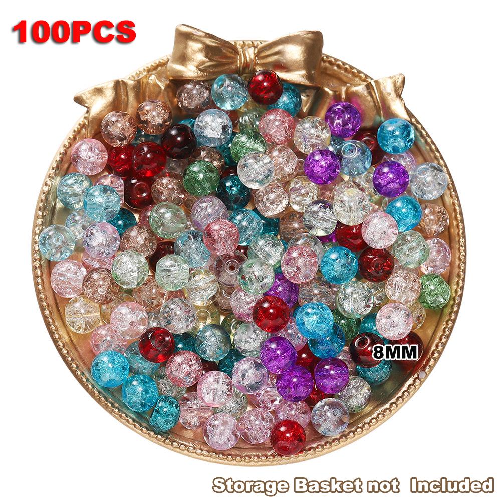 

100 шт. 8 мм цветные стеклянные бусины с трещинами в льду, браслет, бусины ручной работы, ожерелье, серьги, изготовление ювелирных изделий, аксессуары разноцветный