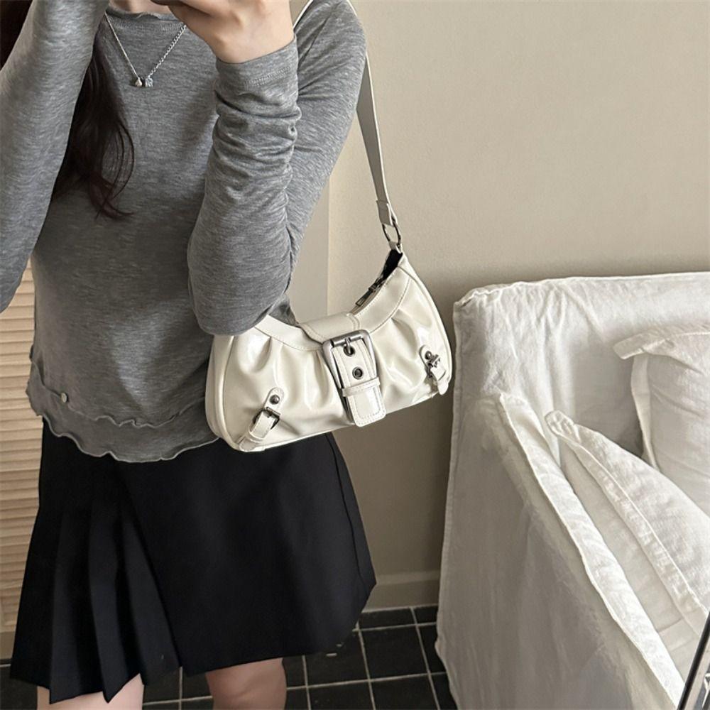 Y2K Retro Rivet Shoulder Bag Pu Leather Motorcycle Bag Punk Crossbody Bags  Girls