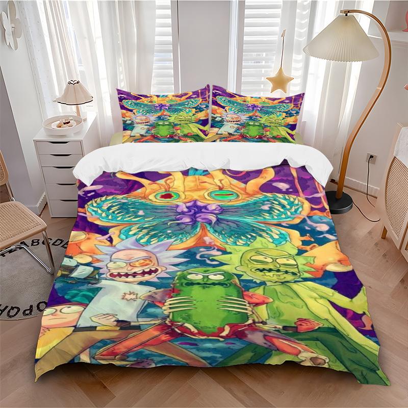 Rick and Morty: Trippy Adventure Bedding Set Comforter Cover Gift for Bedroom,Includes 1 Cover and 2 Pillowcases, No InsertB321