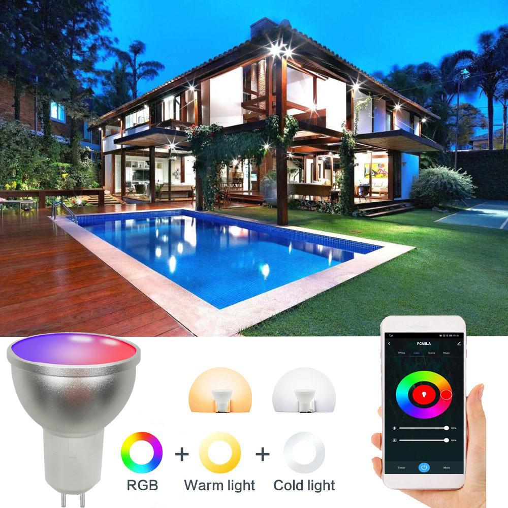 Voice-Controlled RGBCW Spotlight with Dimming & Color Temp Adjustment, Compatible with Alexa and Tuya, Smart GU5.3 WiFi Light.