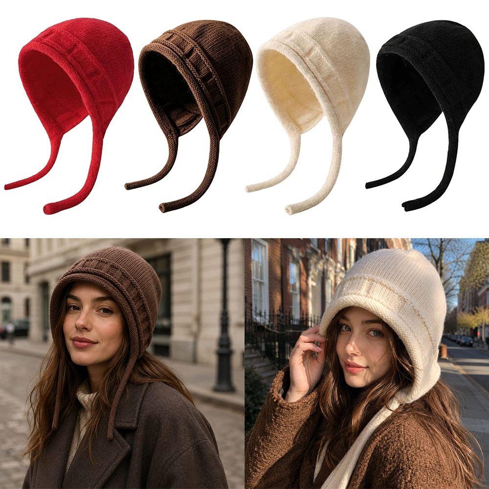 Ear Protection Knitted Beanie Hat Thickened Woolen Hat New Knitted Earmuff Hat Women