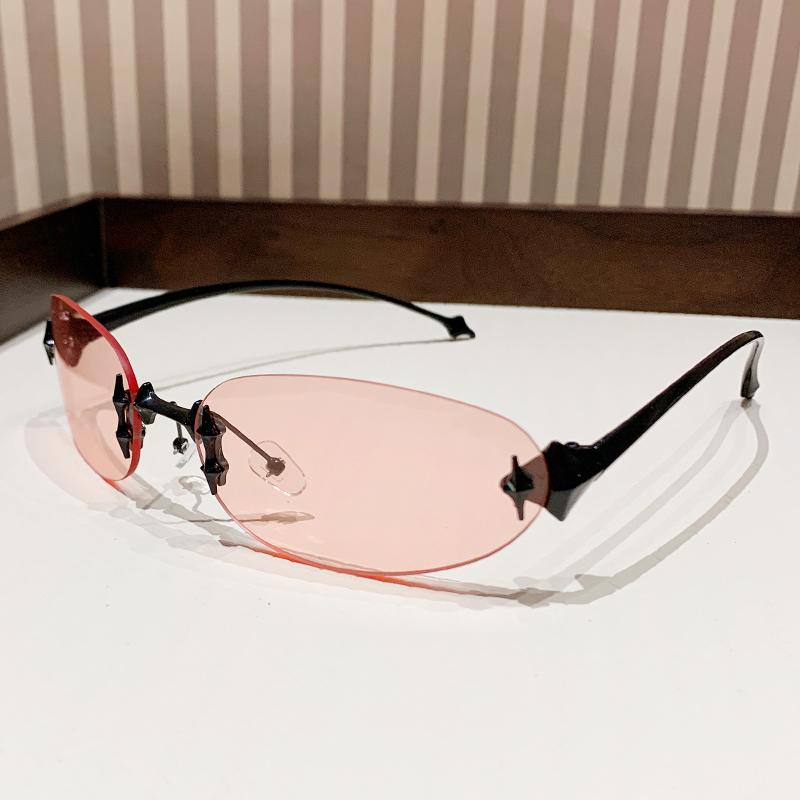 Star Oval Cat Eye Frameless Sunglasses For Women New High-end Glasses Sunglasses