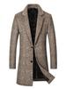Yi Zhi Fan Men's Plaid Wool Coat - Mid-Length, Thickened Suit Collar Windbreaker