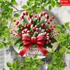 Vintage Metal Tin Sign Candy Canes Christmas Decor Round Wall Hanging Art Home Bar Cafe