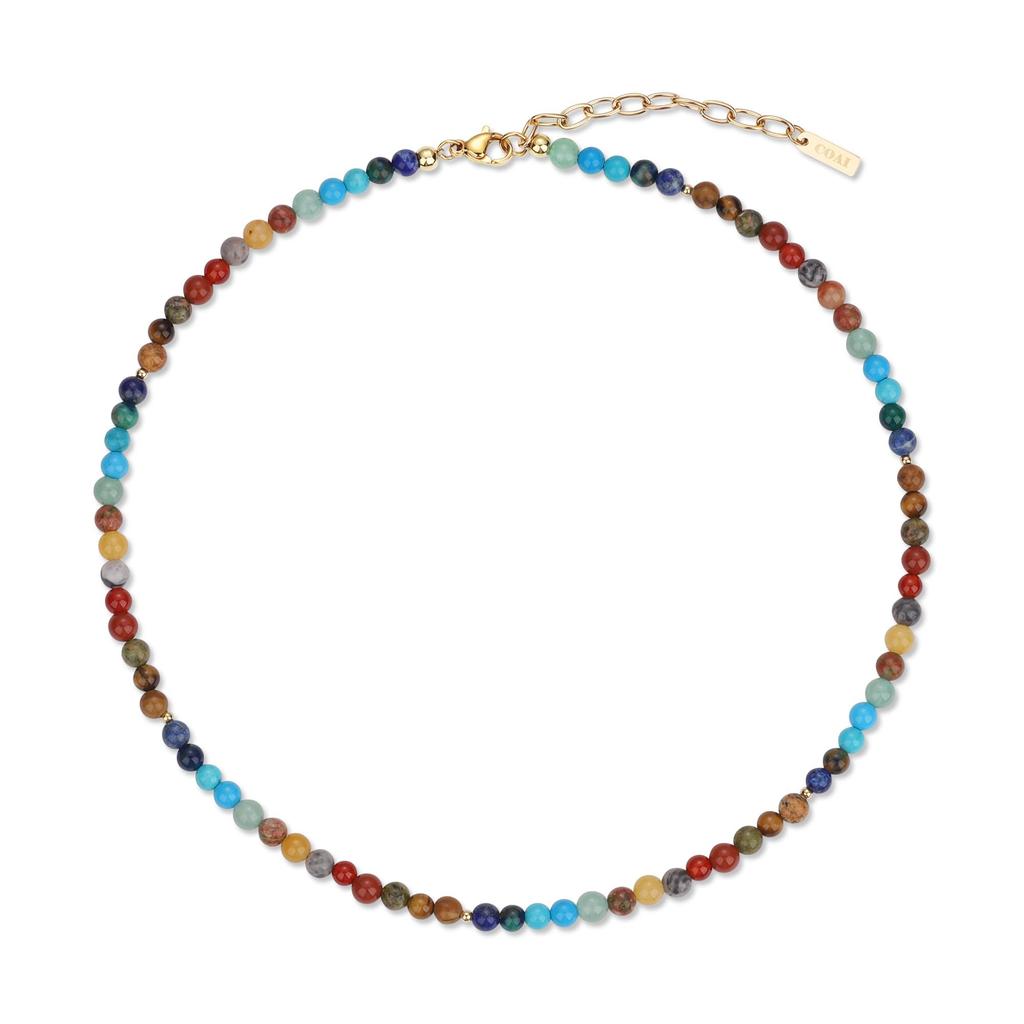 COAI 4mm Chakra Beads Rainbow Necklace for Women