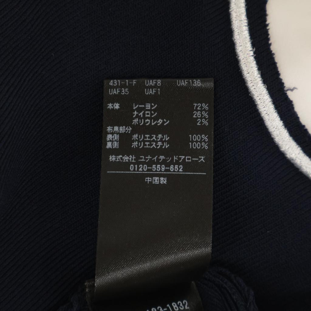 UNITED ARROWS [Excellent Condition] 1518-183-1832 Scallop Lace Combination Knit Tops * There Is No Size Description. Navy / WhiteUsed