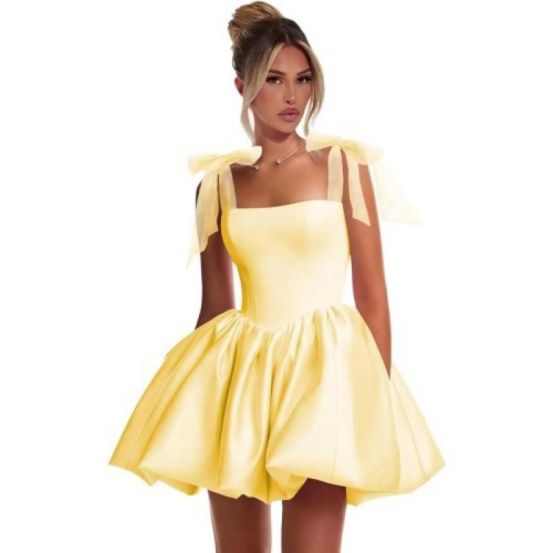 Elegant Bowknot Evening Dress Women Short Party Gown Cocktail Slim Fit Sleeveless Formal Birthday Gala