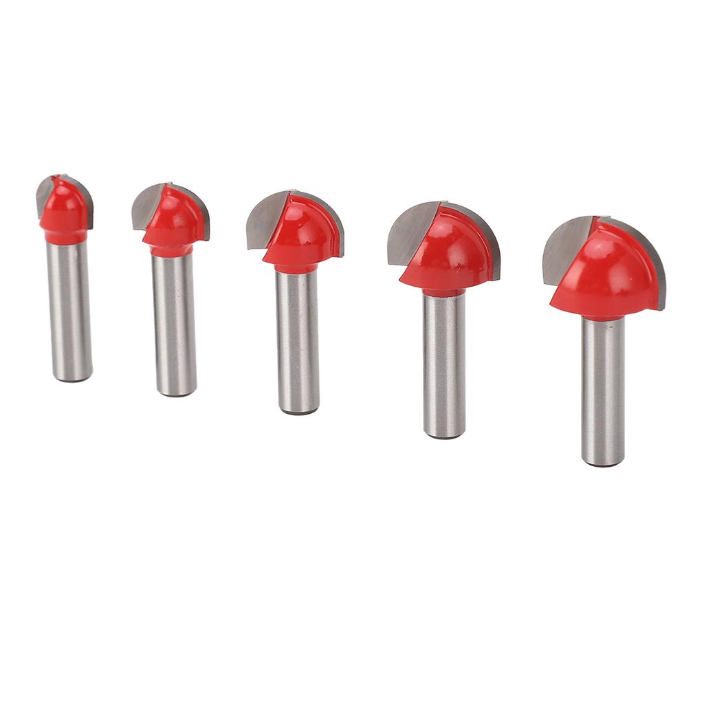 5 Pcs Round Nose Router Bit 8mm Shank Carbide High Hardness Core Box Router Bit for Woodworking