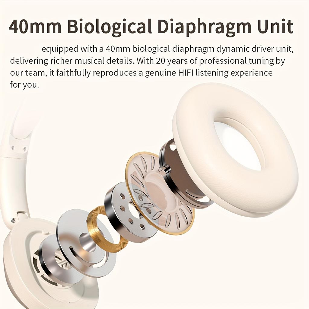 Foldable Wireless Bluetooth 5.3 Headphones 3D Stereo Headset Noise Reduction Music Gaming Earphones with Mic