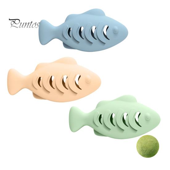 Katzenspielzeug aus Silikon in Fischform mit Katzenminzenbällen, bissfestes Zahnreinigungsspielzeug für Hauskatzen, interaktive Fischpuppe zur Linderung von Langeweile