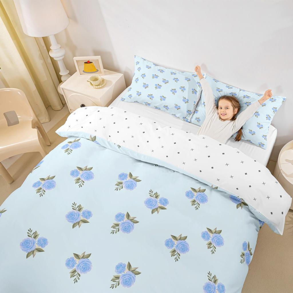 Homewish Kreslený Romantický Růžový Povlak na Peřinu, Růžový Květinový Povlečení, Šťastný Valentýn Povlečení
