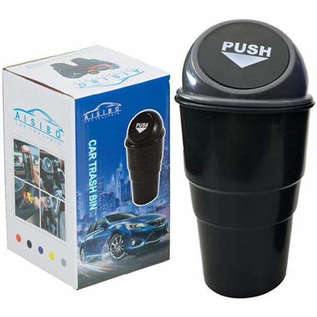 Automotive Cup Holder Trash Can, Mini Car Garbage Can Vehicle Rubbish B with Lid for Car Office Home Bedroom Desk (Grey)