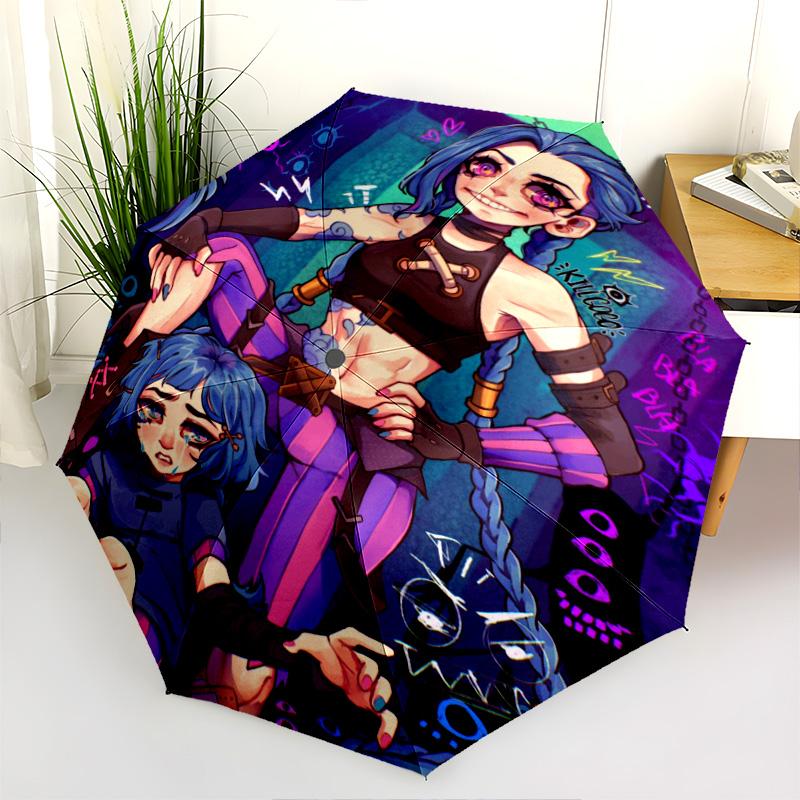 Blue Fury: Warrior's Resolve Folding Umbrella Suitable for All Seasons Umbrella Sun Umbrella Light Umbrella
