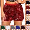 Sequin Shorts For Women Elastic High Waisted Casual Fashion Sparkly Glitter Short Pants For Party Clubwear