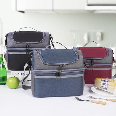 Colorblock Large Capacity Insulated Crossbody Lunch Bag with Thick Aluminum Foil