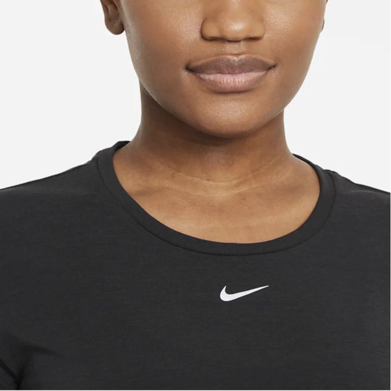 Nike Dri-FIT UV One Luxe Solid Crew Neck Slim Fit T-Shirt Women Tops Black DD0618-010