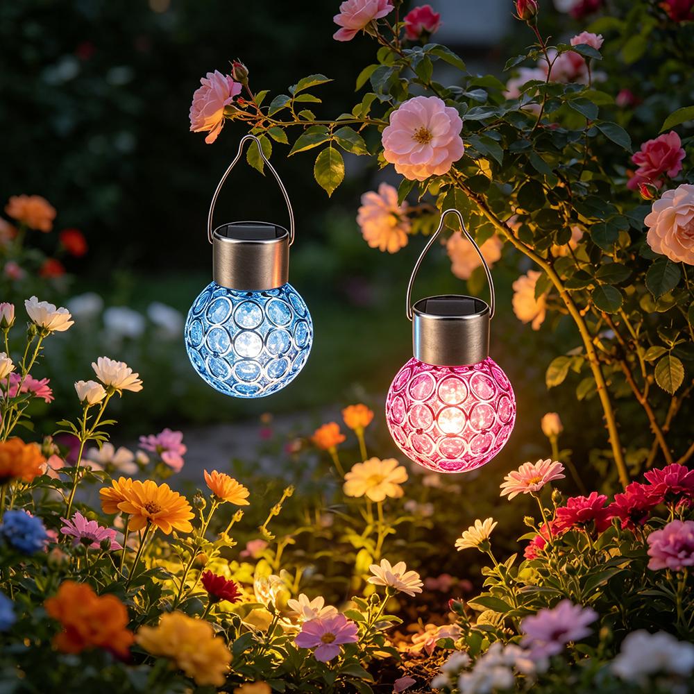 Outdoor Solar LED Hanging Lantern Waterproof Hollow Out Ball Lamp for Garden Yard Patio Balcony Pathway Outdoor Decor Lighting