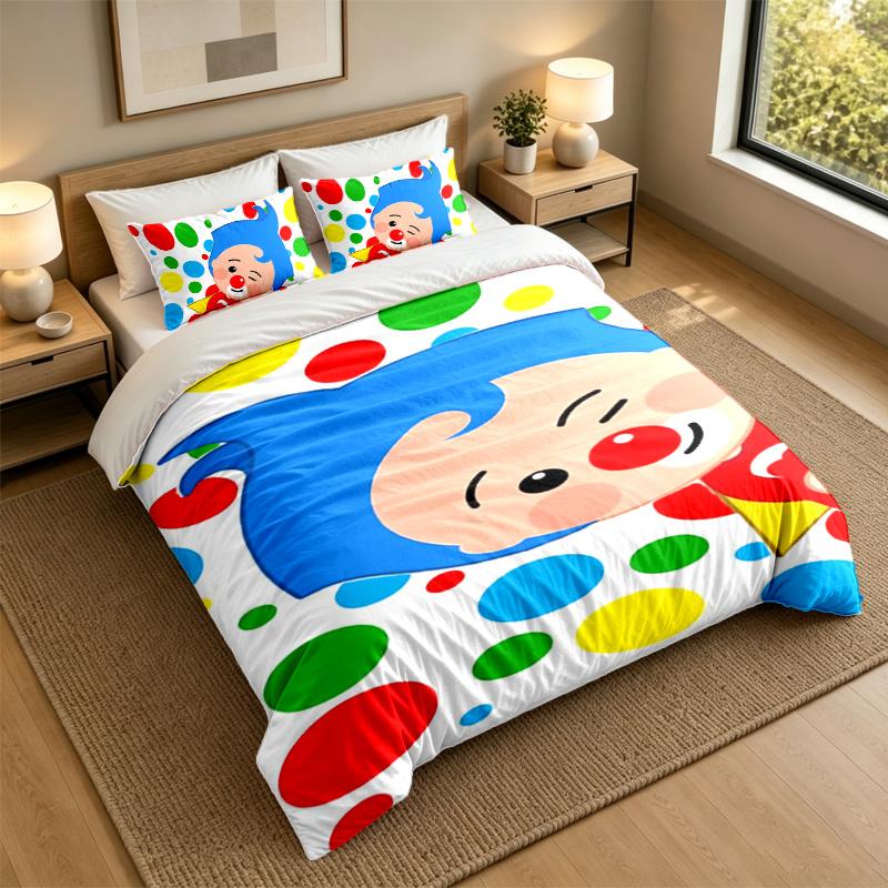 Soft Bedding Set El Payaso Plim Plim Pattern, 1 Duvet Cover plus 2 Pillowcases Stylish Bedroom Home Textile