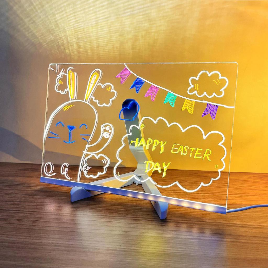Kinder Acryl LED Graffiti Message Board mit löschbarem farbigem Glas und Nachtlicht